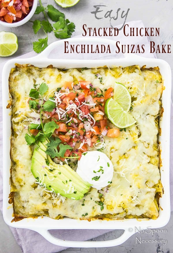 Easy Stacked Enchilada Suizas Bake