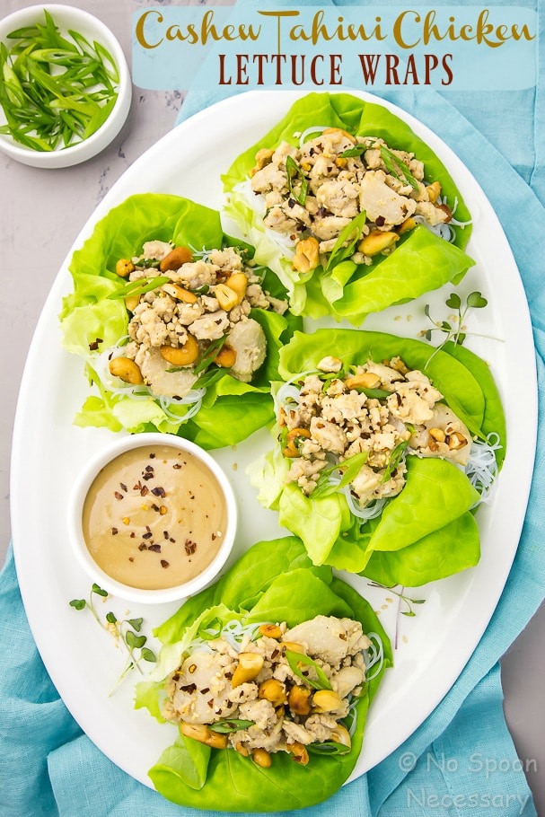 Cashew Chicken Lettuce Wraps with Tahini Sauce
