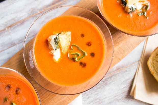 Tomato Basil Soup with caprese crutons-212
