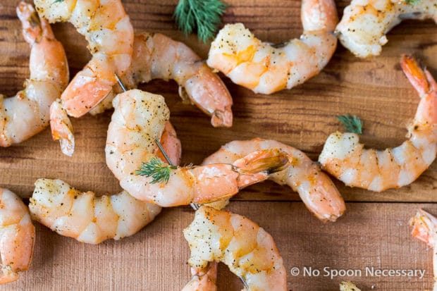 roasted shrimp skewers with fresh dill