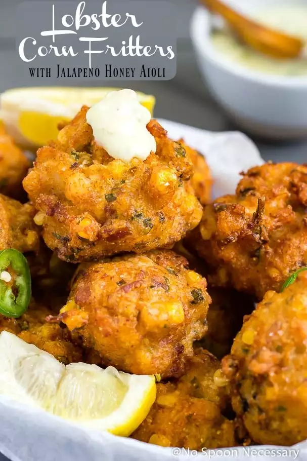 Lobster and Bacon Corn Fritters with Jalapeno-Honey Aioli
