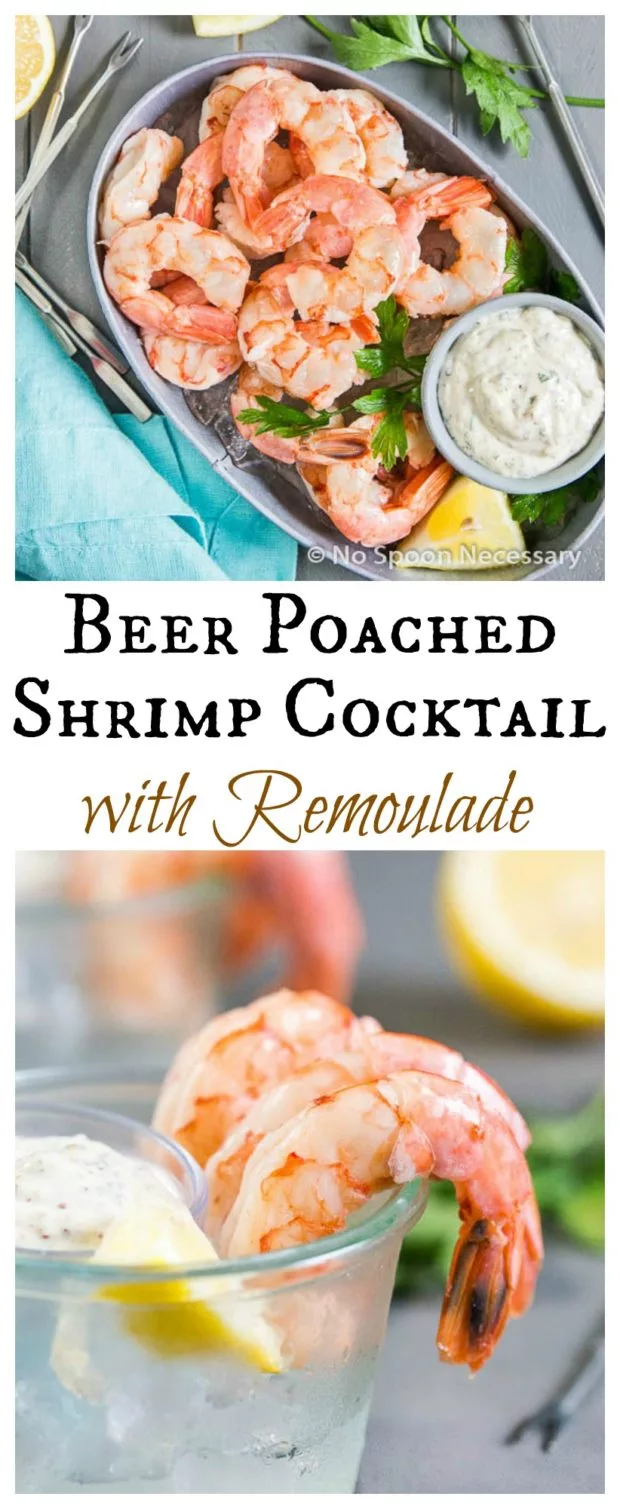 Beer Poached Shrimp Cocktail with Remoulade