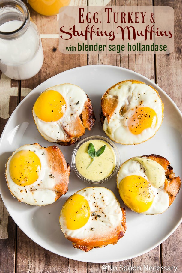 Egg, Turkey & Stuffing Muffins with Blender Sage Hollandaise [and recipe video]