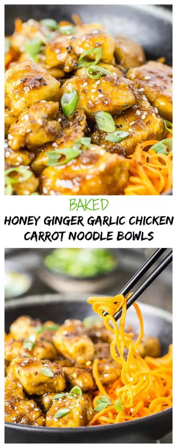 Honey Garlic Ginger Chicken Carrot Noodle Bowls-long pin