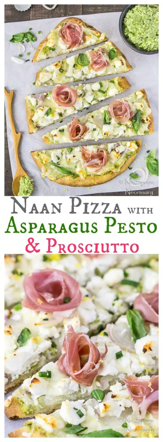 Naan Pizza with Asparagus Pesto, Prosciutto, Goat Cheese & Fontina-long pin 2