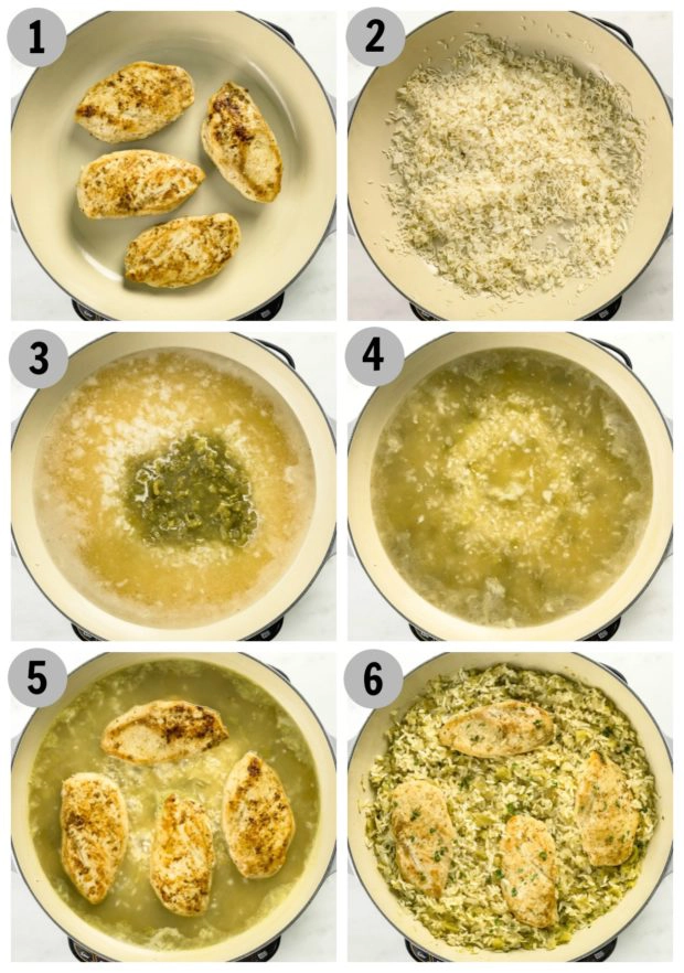 Step by step photo collage illustrating how to make chicken recipe with cumin. 