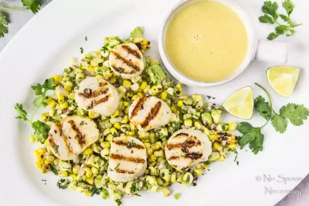Grilled Scallops with Avocado-Corn Salsa-138
