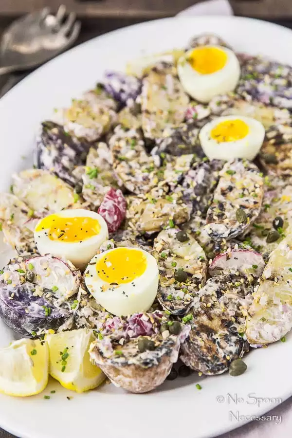 Everything Bagel Seasoned Grilled Potato Salad with 7 Minute Eggs-109