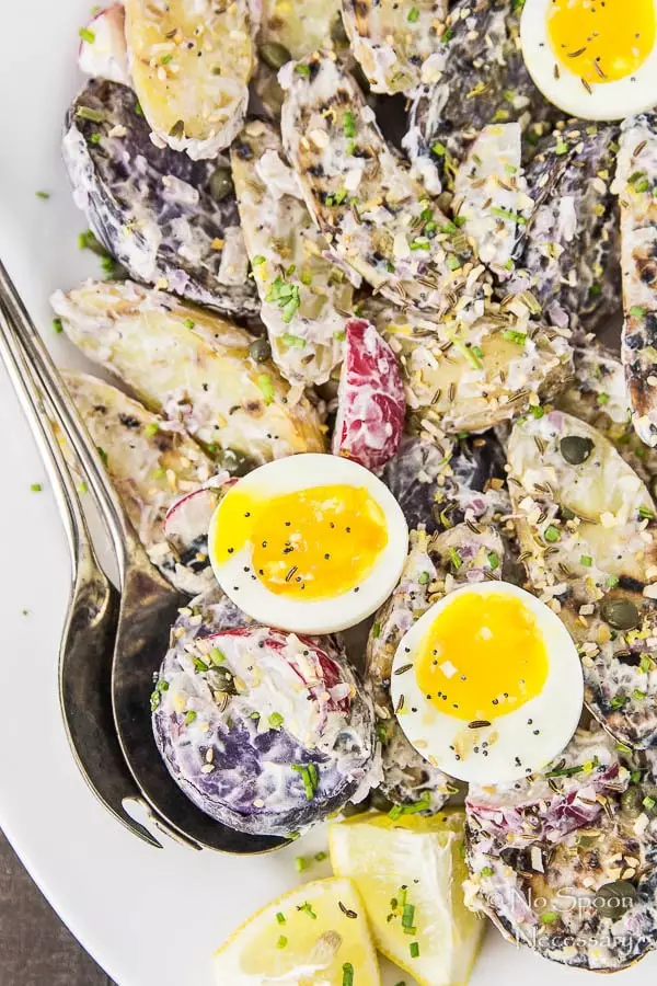 Everything Bagel Seasoned Grilled Potato Salad with 7 Minute Eggs-87