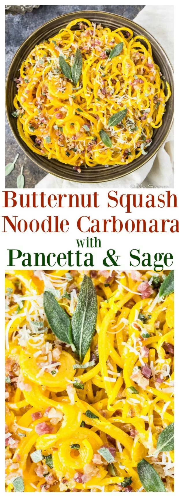 Butternut Squash Noodle Carbonara with Pancetta and Sage