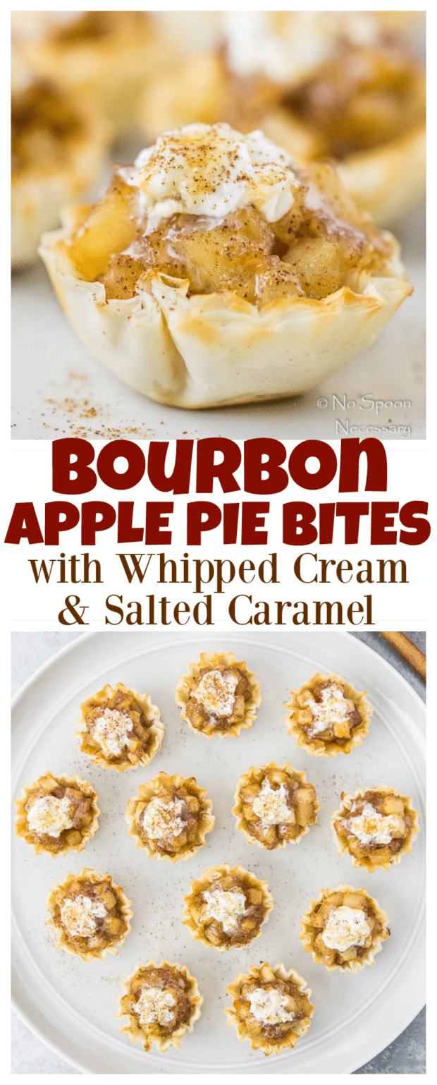 Bourbon Apple Pie Bites with Whipped Cream & Salted Caramel