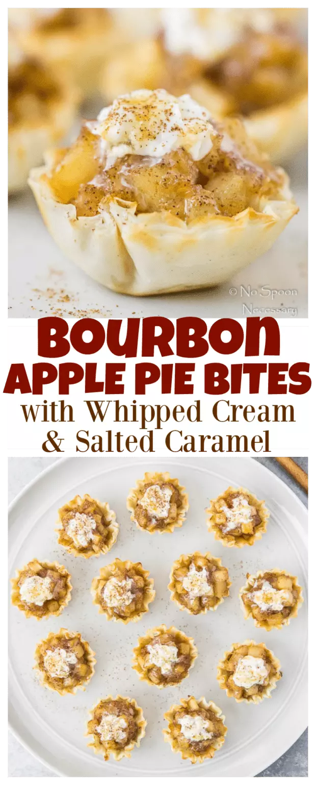 Bourbon Apple Pie Bites with Whipped Cream & Salted Caramel