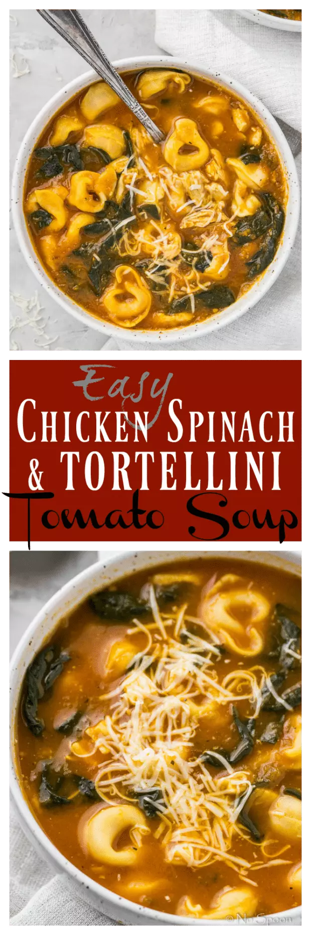 Easy Chicken, Spinach & Tortellini Tomato Soup-long pin5