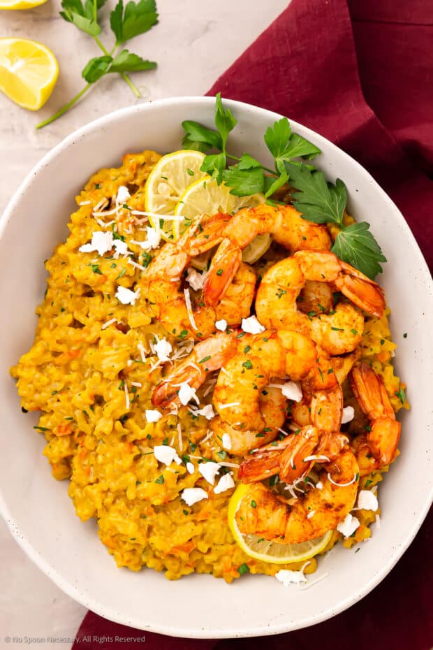 Shrimp with Risotto (Easy Oven Recipe!)