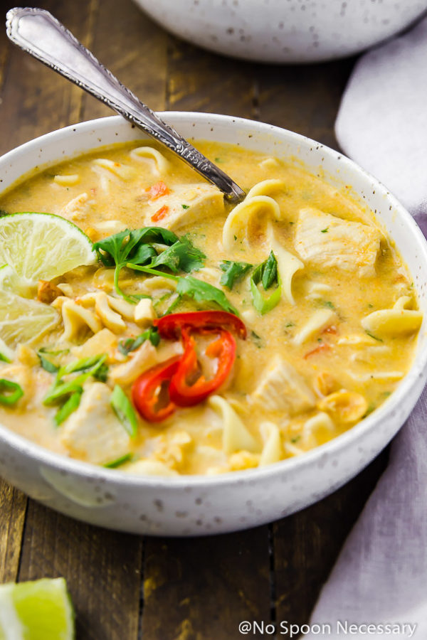 Slow Cooker Thai Chicken Noodle Soup - No Spoon Necessary