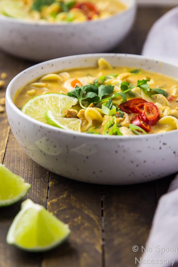 Slow Cooker Thai Chicken Noodle Soup - No Spoon Necessary