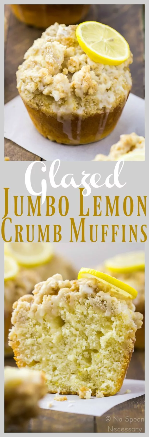 Glazed Jumbo Lemon Crumb Muffins with Yogurt
