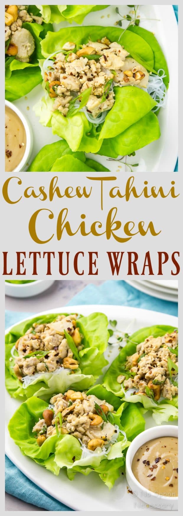 Cashew Chicken Lettuce Wraps with Tahini Sauce