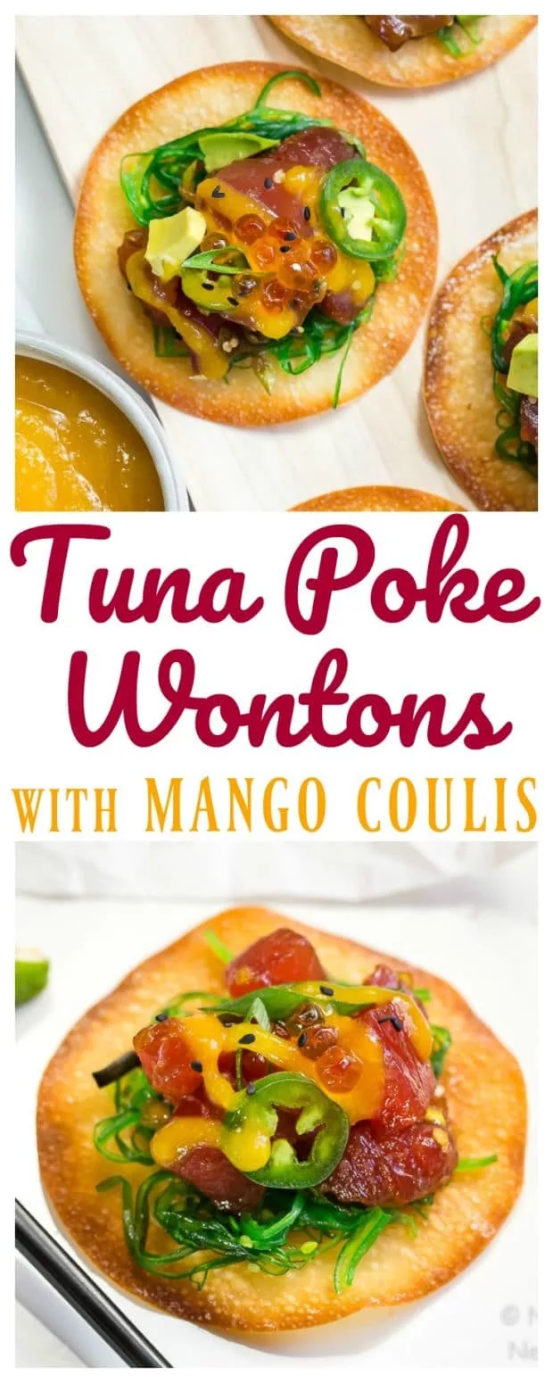 Easy Tuna Poke Wontons with Mango Sauce