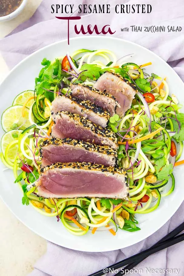 Easy Spicy Sesame Crusted Tuna with Thai Zucchini Salad