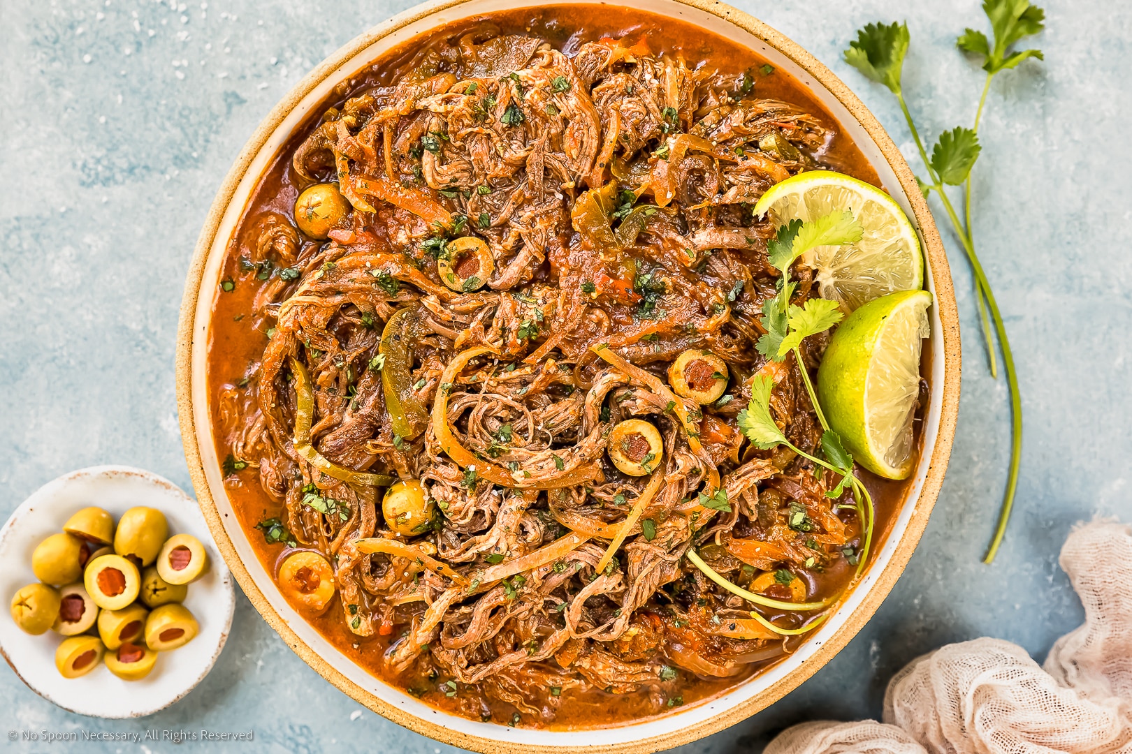Slow Cooker Ropa Vieja (Cuban Beef) - No Spoon Necessary
