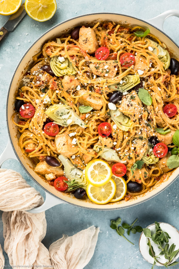 Mediterranean Pasta Recipe with Chicken - No Spoon Necessary