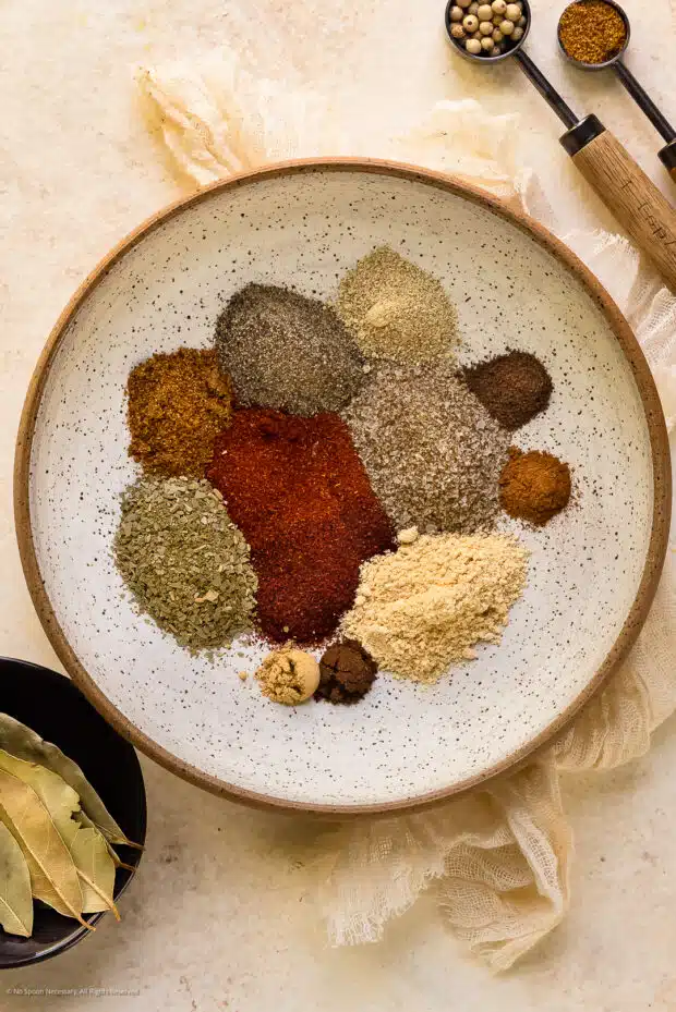 Photo of the seasonings for old bay spice in a mixing bowl